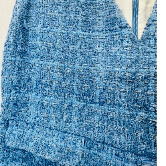 ZARA Deep V-Neck Tweed Romper in Sky Blue size XS – Blogger Favorite - Picture 4 of 10